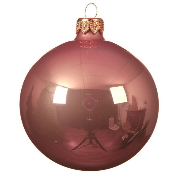 Χριστουγεννιάτικη Γυάλινη Μπάλα Ροζ Γυαλιστερή (10cm)